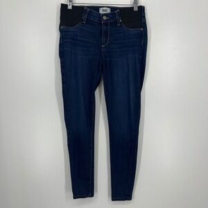 Paige Verdugo Ankle Maternity Jeans Dark Wash Side Elastic Skinny Size 28